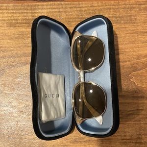 Gucci Clubmaster White Acetate & Gold Sunglasses